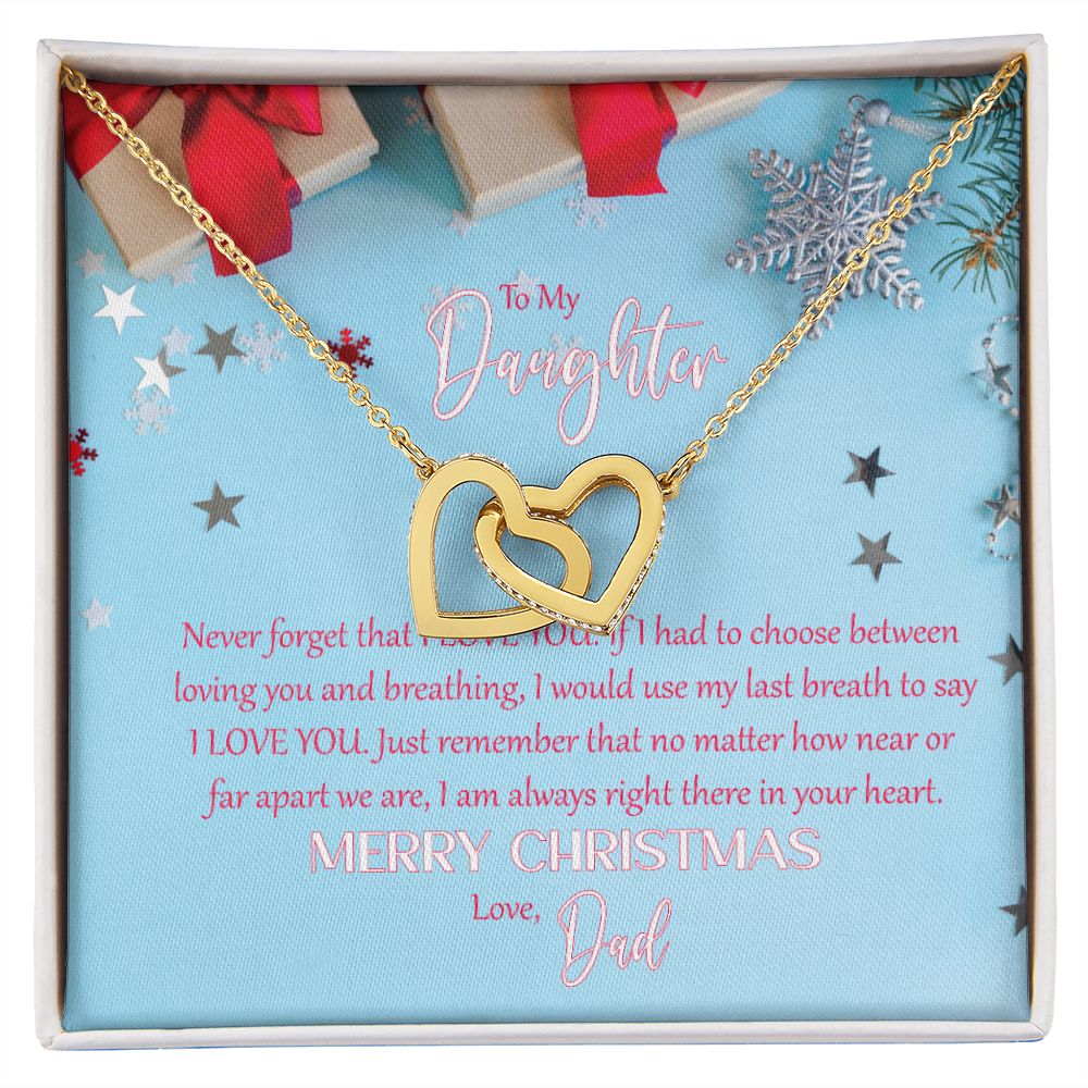To My Daughter: I Love You - Merry Christmas! - Interlocking Hearts Necklace