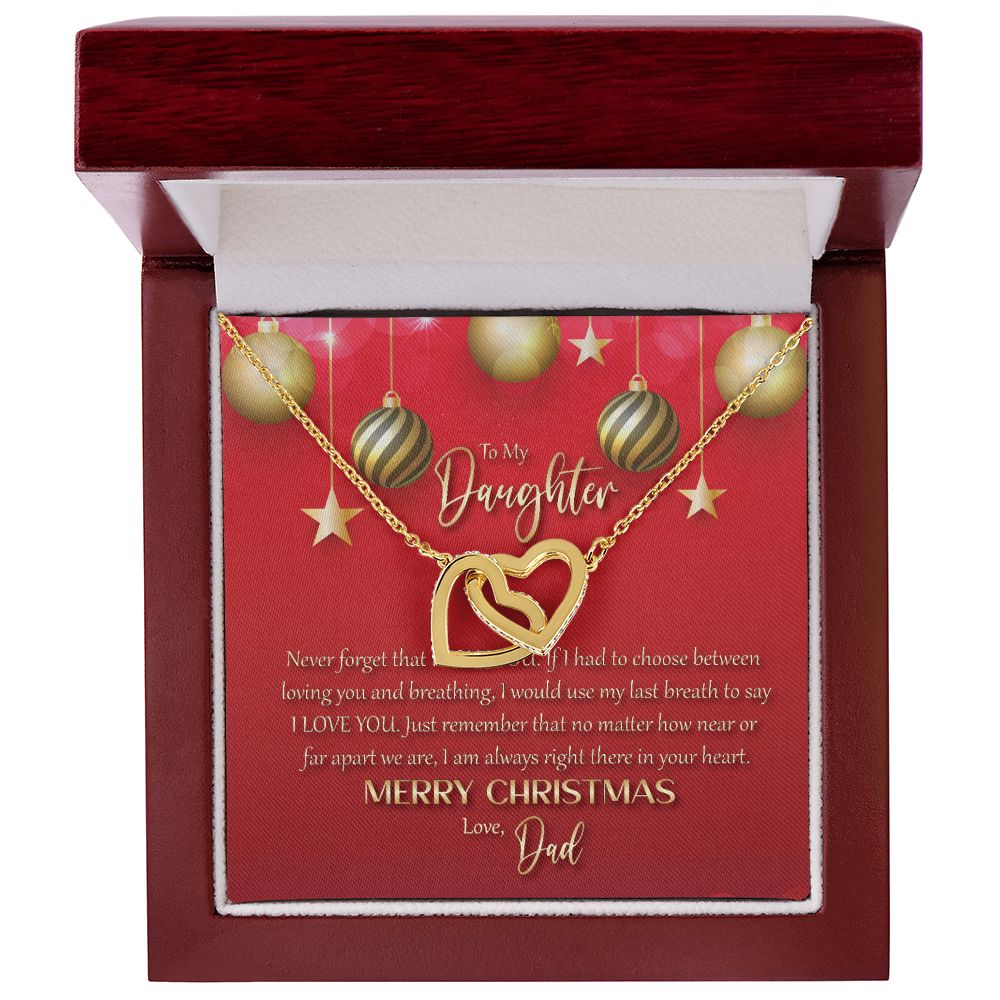 To My Daughter: I Love You - Merry Christmas! - Interlocking Hearts Necklace