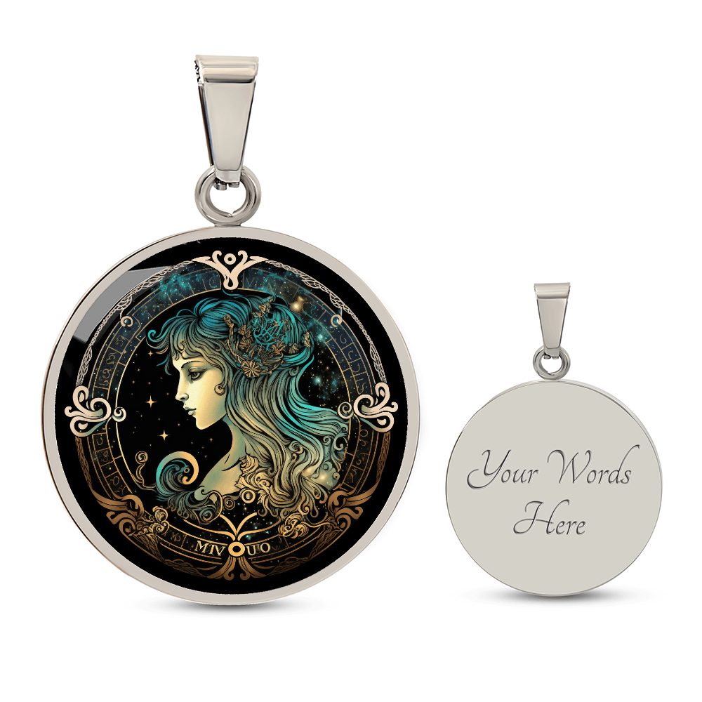 Personalized Zodiac Necklace, Celestial Astrology Pendant, Custom Engraved Birthday Gift, Gold or Silver Zodiac Jewelry for Her