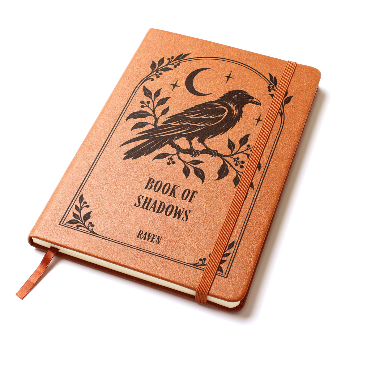 Personalized Witchy Journal, Engraved Vegan Leather Notebook, Cat, Moth, Snake and Raven Designs