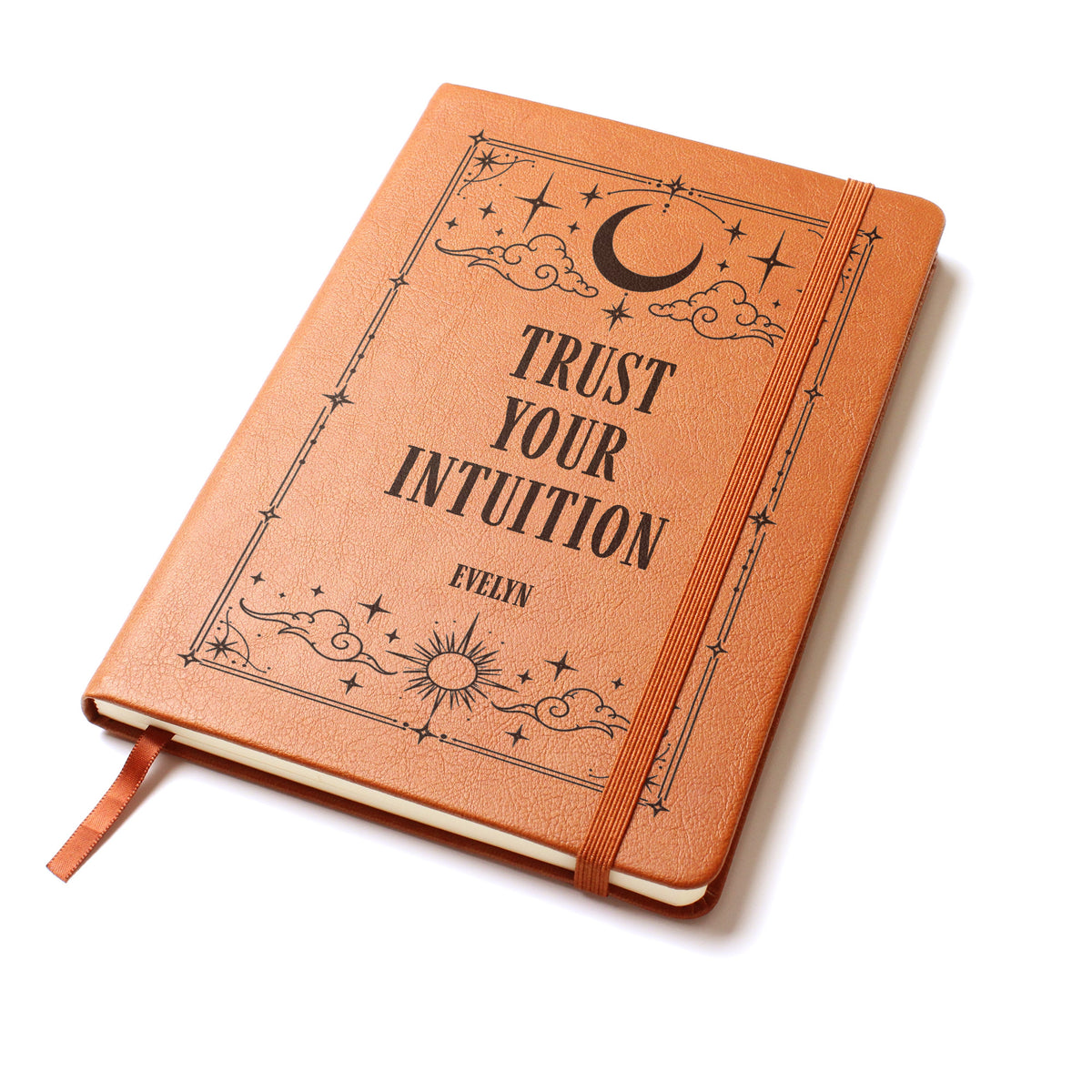 Personalized Celestial Journal, Engraved Vegan Leather Notebook, Tarot and Moon Designs