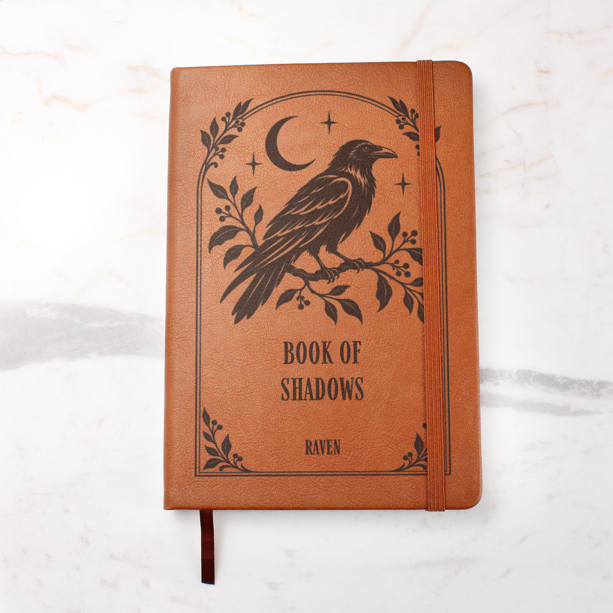 Personalized Witchy Journal, Engraved Vegan Leather Notebook, Cat, Moth, Snake and Raven Designs