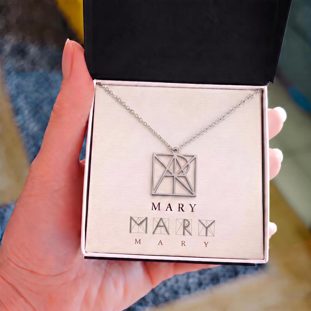 Personalized Geometric Monogram Name Necklace