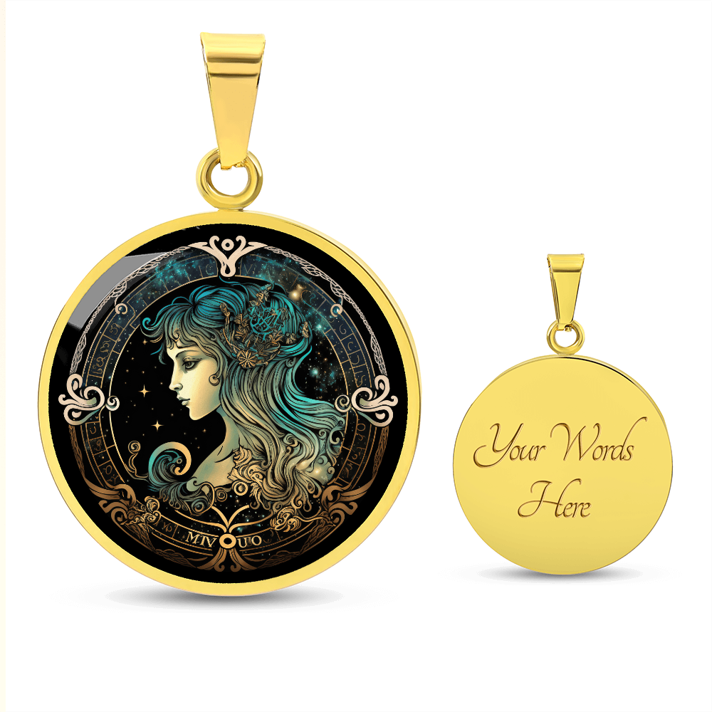 Personalized Zodiac Necklace, Celestial Astrology Pendant, Custom Engraved Birthday Gift, Gold or Silver Zodiac Jewelry for Her