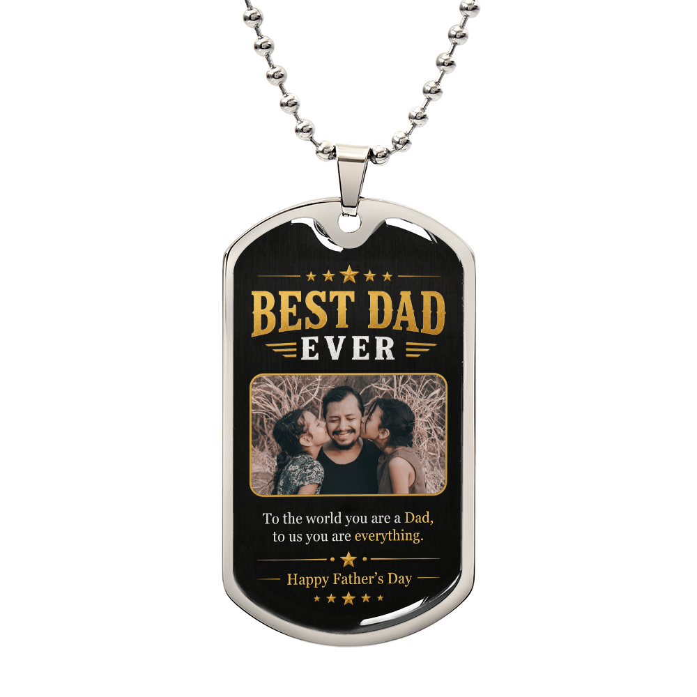 Personalized Photo Dog Tag Necklace for Dad, Best Dad Ever Gift, Father's Day Gift from Kids, Custom Picture Necklace for Dad