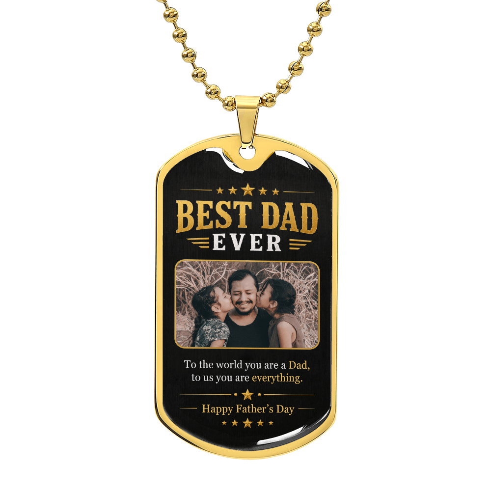 Personalized Photo Dog Tag Necklace for Dad, Best Dad Ever Gift, Father's Day Gift from Kids, Custom Picture Necklace for Dad