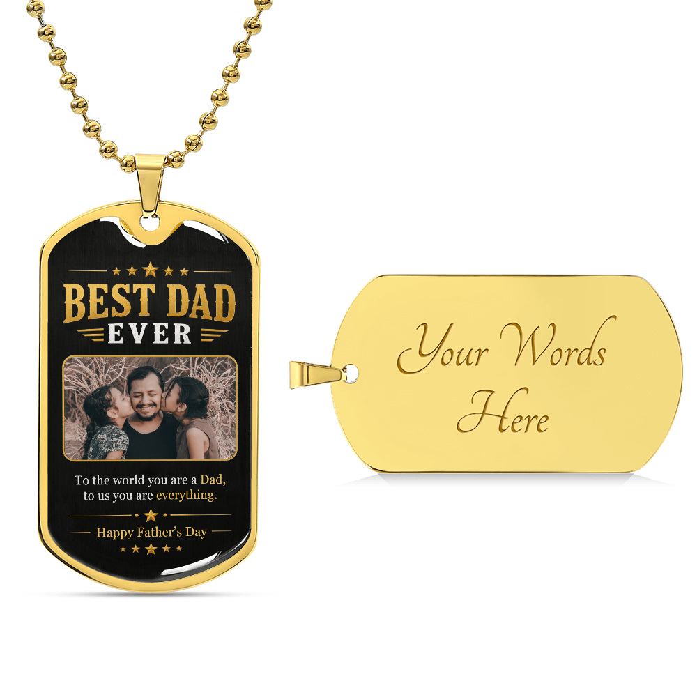 Personalized Photo Dog Tag Necklace for Dad, Best Dad Ever Gift, Father's Day Gift from Kids, Custom Picture Necklace for Dad