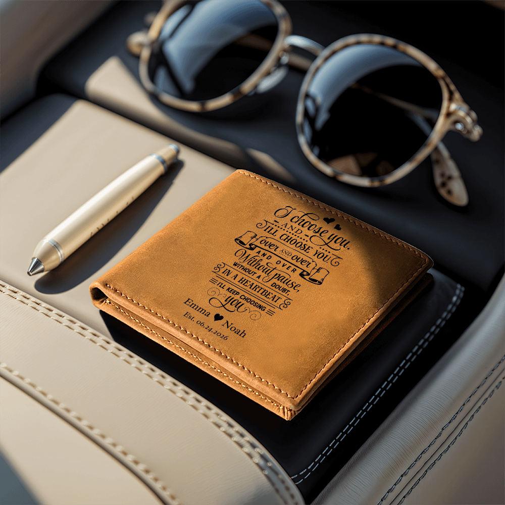 Personalized Wallet for Him, I Choose You Wallet, Custom Anniversary Gift for Husband, Boyfriend Gift with Names and Date