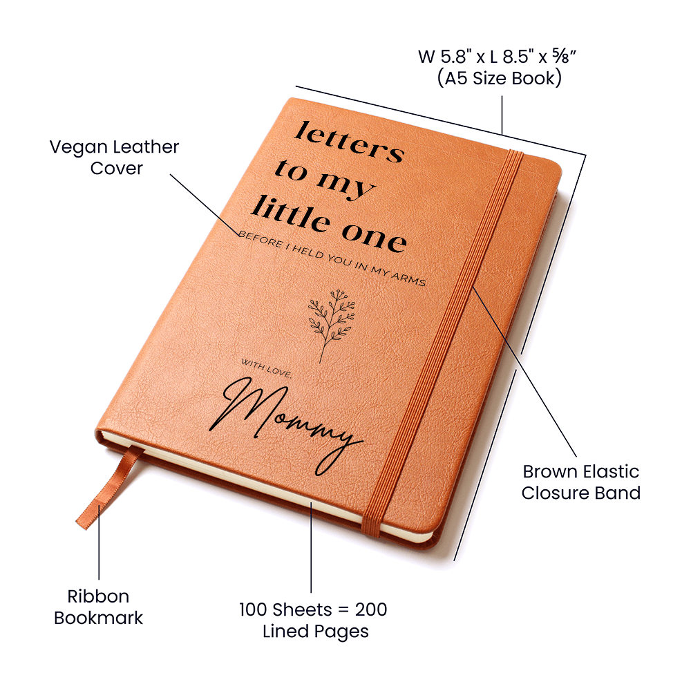 Personalized Letters to My Little One Journal, Pregnancy Keepsake Notebook, Baby Shower Gift for Mom, Custom Vegan Leather Baby Memory Journal
