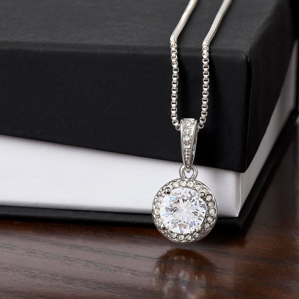 Mother of the Groom Necklace from Son, Wedding Day Gift for Mom, Eternal Hope Necklace with Personalized Message Card