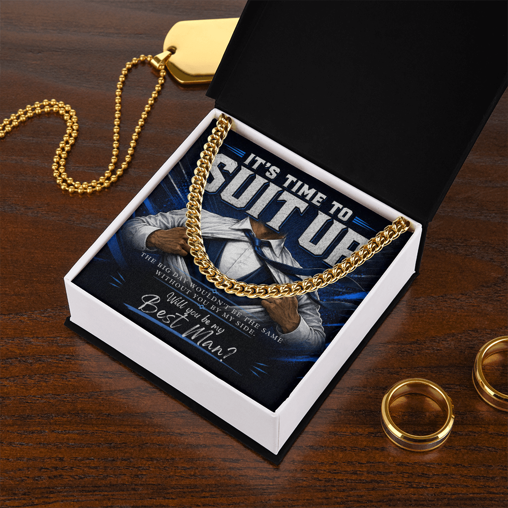 Will You Be My Best Man Gift, Cuban Link Chain Necklace, Best Man Proposal Gift from Groom, Groomsman Gift, Wedding Party Gift for Men