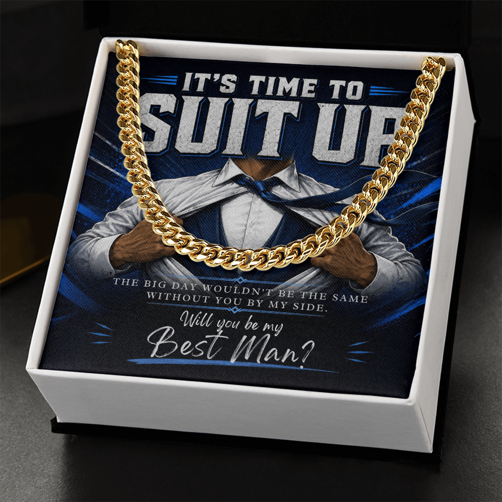 Will You Be My Best Man Gift, Cuban Link Chain Necklace, Best Man Proposal Gift from Groom, Groomsman Gift, Wedding Party Gift for Men