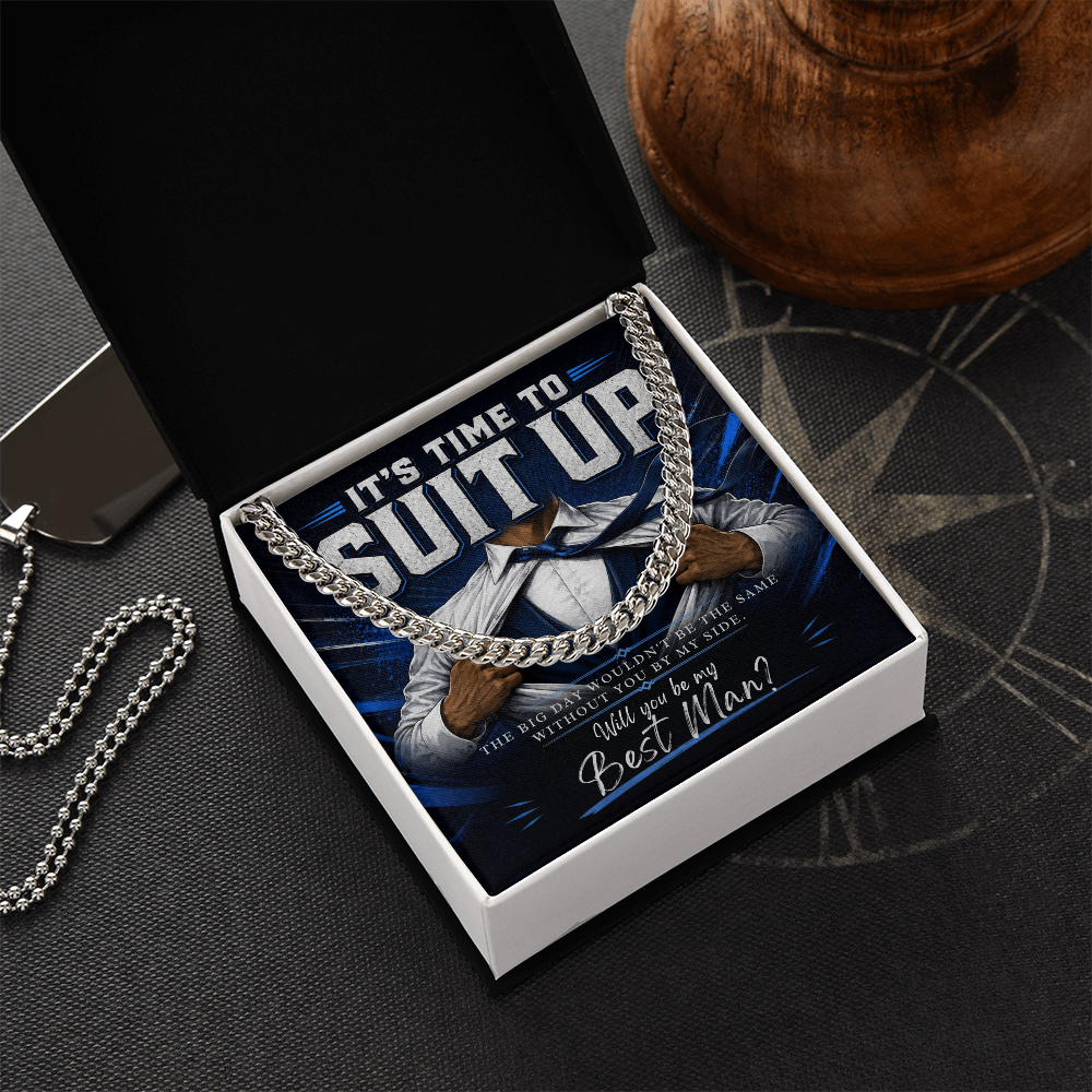 Will You Be My Best Man Gift, Cuban Link Chain Necklace, Best Man Proposal Gift from Groom, Groomsman Gift, Wedding Party Gift for Men