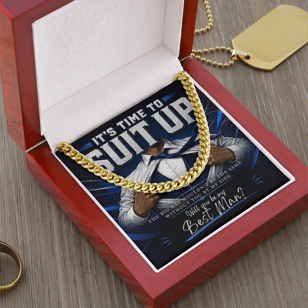 Will You Be My Best Man Gift, Cuban Link Chain Necklace, Best Man Proposal Gift from Groom, Groomsman Gift, Wedding Party Gift for Men