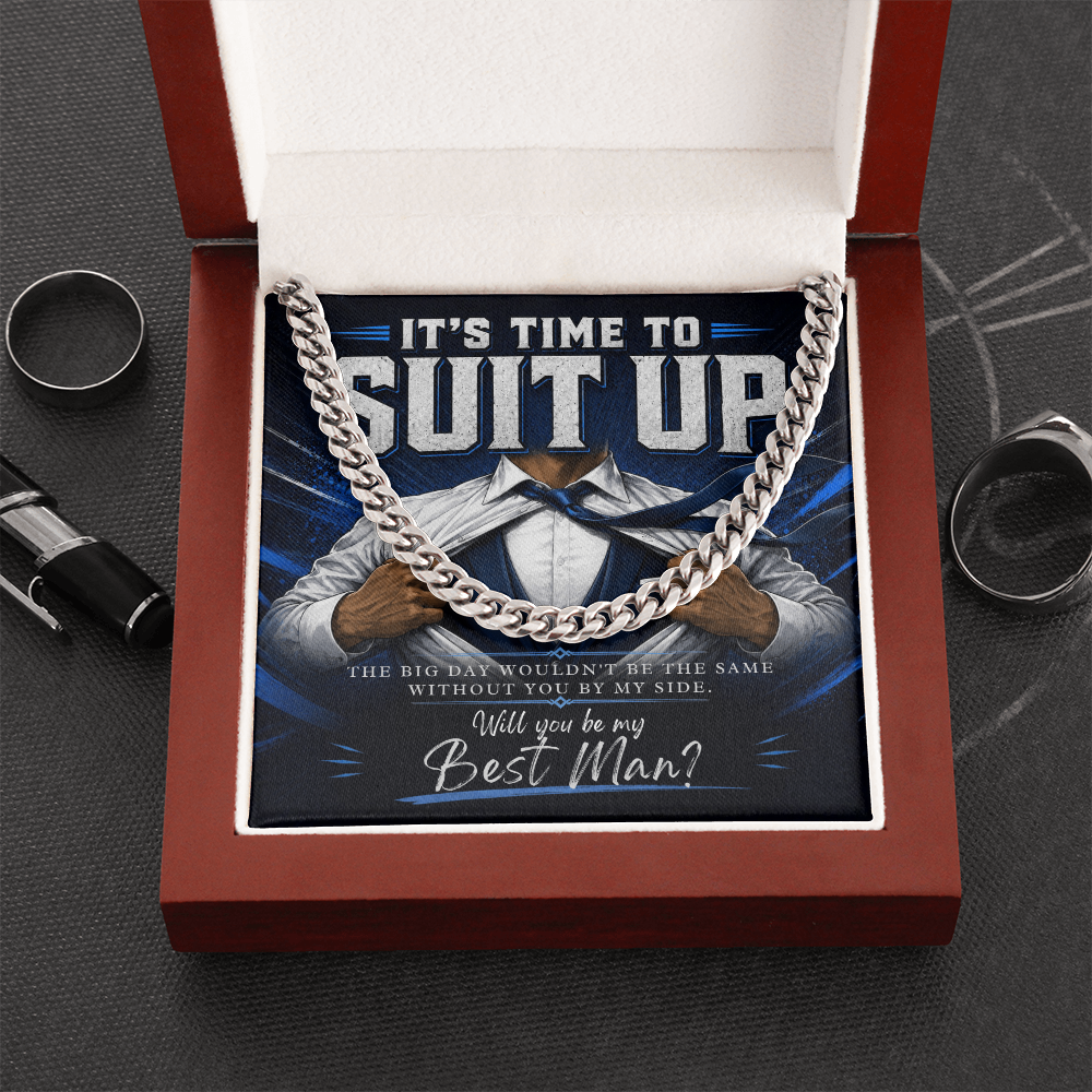 Will You Be My Best Man Gift, Cuban Link Chain Necklace, Best Man Proposal Gift from Groom, Groomsman Gift, Wedding Party Gift for Men