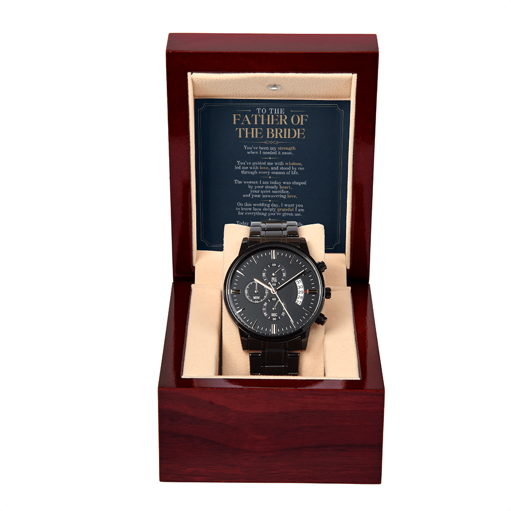 Father of the Bride Watch Gift from Daughter, Personalized Wedding Day Gift for Dad, Custom Message Card Watch, Bride to Dad Keepsake