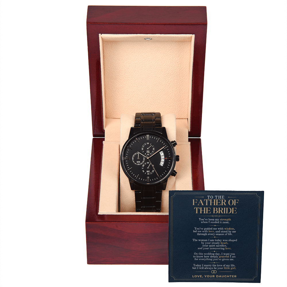 Father of the Bride Watch Gift from Daughter, Personalized Wedding Day Gift for Dad, Custom Message Card Watch, Bride to Dad Keepsake