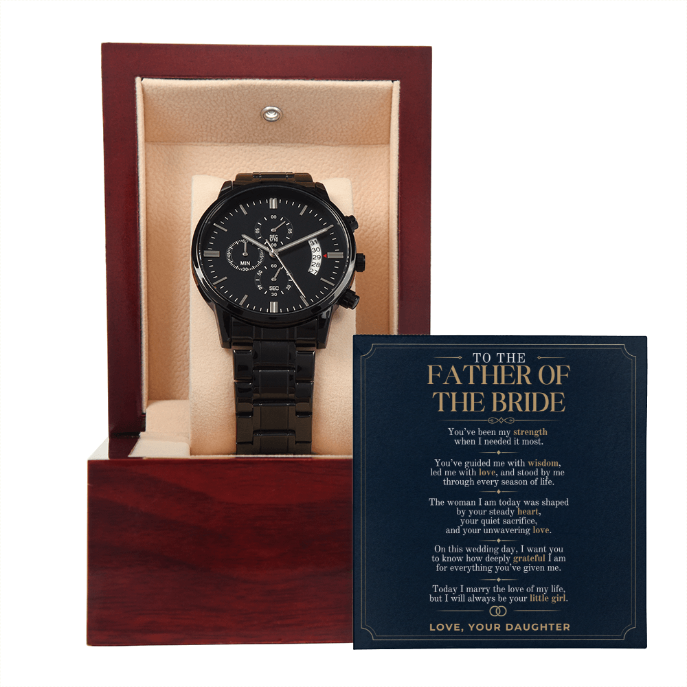 Father of the Bride Watch Gift from Daughter, Personalized Wedding Day Gift for Dad, Custom Message Card Watch, Bride to Dad Keepsake