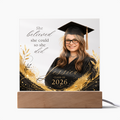 Personalized Graduation Photo LED Plaque for Her, Clear Black and Gold Class of 2026 Gift