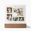 Personalized Couple Photo Plaque, Custom 5-Photo LED Light