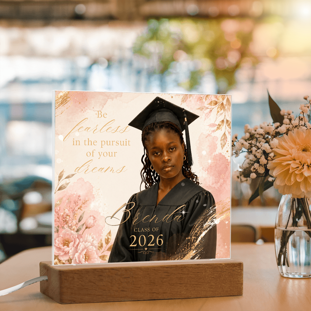 Personalized Floral Graduation LED Plaque for Her, Custom Class of 2026 Photo Keepsake