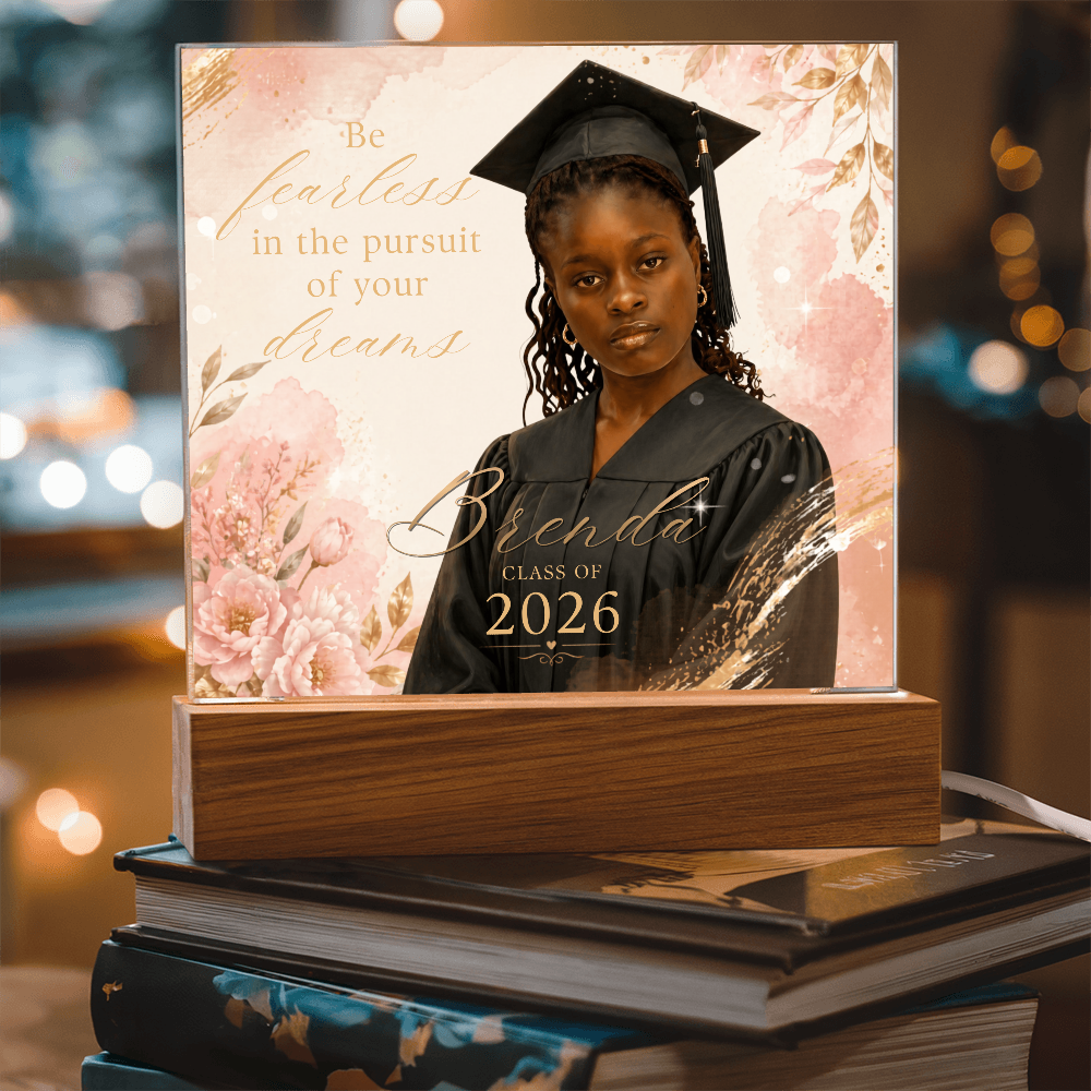 Personalized Floral Graduation LED Plaque for Her, Custom Class of 2026 Photo Keepsake