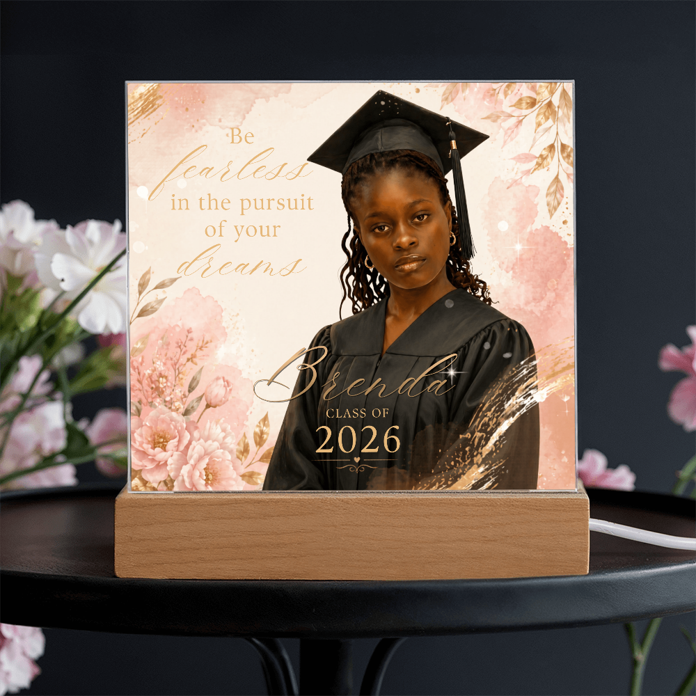 Personalized Floral Graduation LED Plaque for Her, Custom Class of 2026 Photo Keepsake