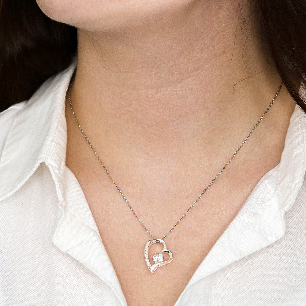 Mother of the Groom Necklace from Son, Wedding Day Gift for Mom, Forever Love Necklace with Personalized Message Card