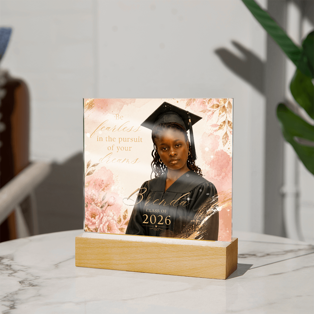 Personalized Floral Graduation LED Plaque for Her, Custom Class of 2026 Photo Keepsake