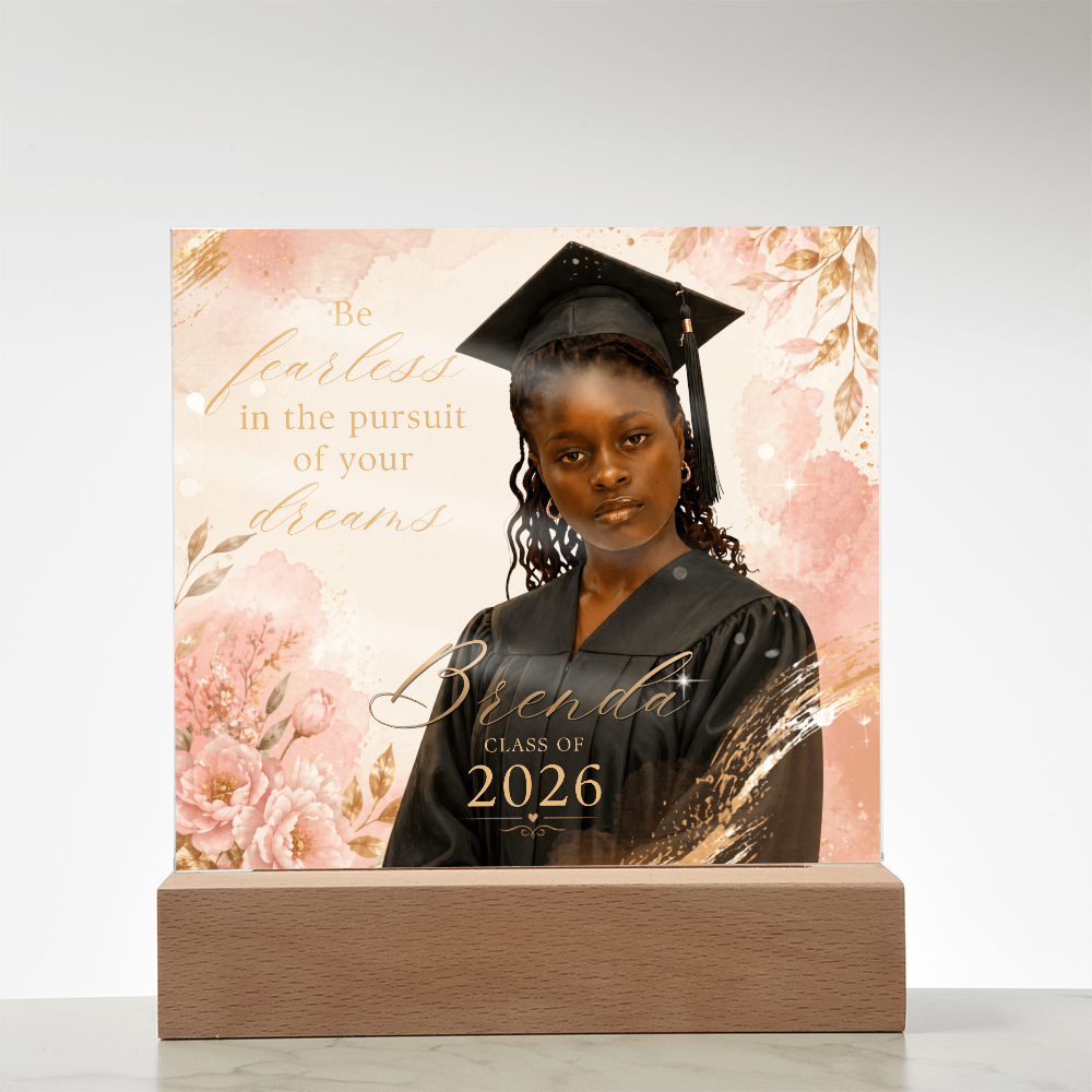 Personalized Floral Graduation LED Plaque for Her, Custom Class of 2026 Photo Keepsake