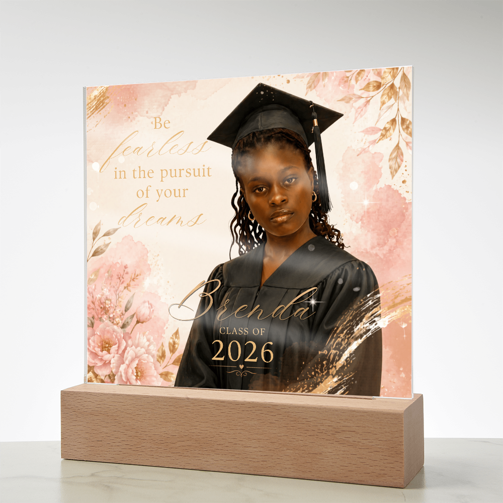 Personalized Floral Graduation LED Plaque for Her, Custom Class of 2026 Photo Keepsake