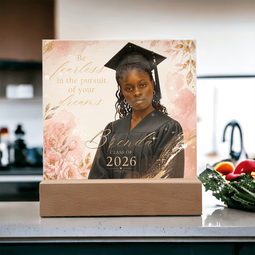 Personalized Floral Graduation LED Plaque for Her, Custom Class of 2026 Photo Keepsake