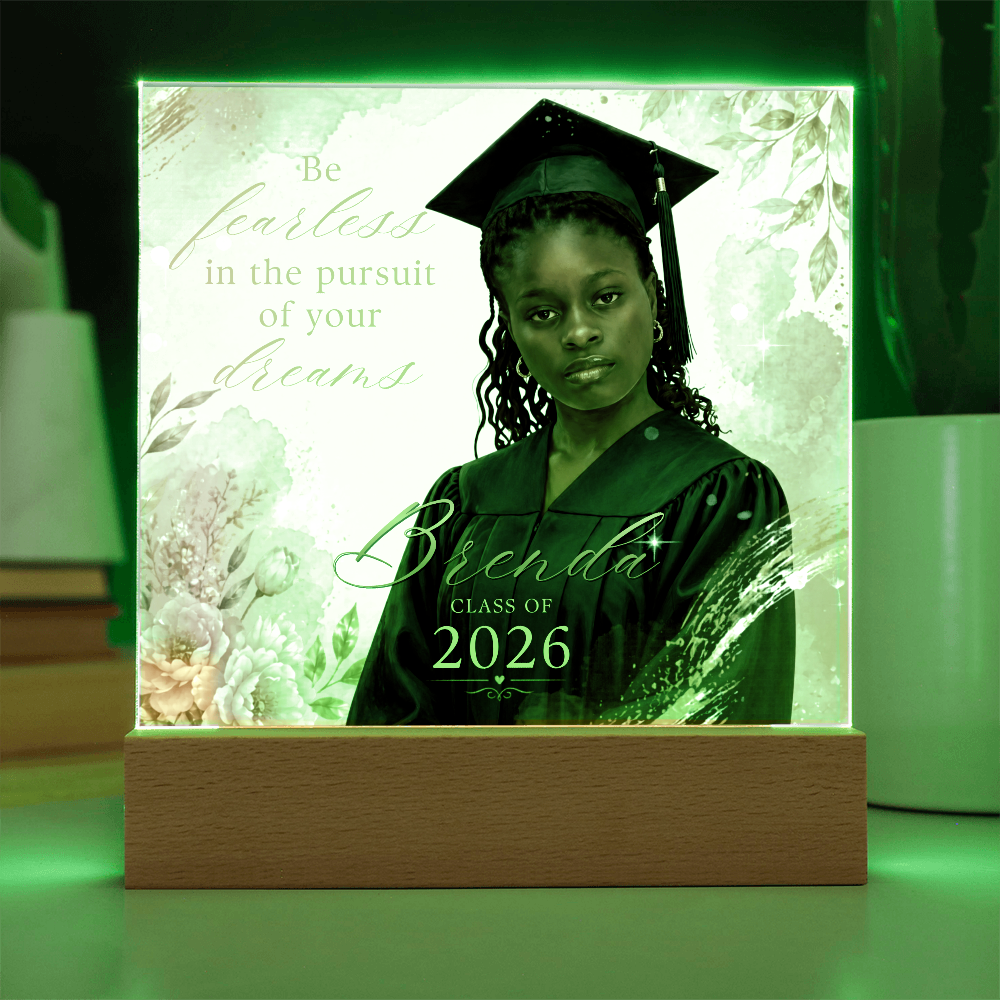 Personalized Floral Graduation LED Plaque for Her, Custom Class of 2026 Photo Keepsake