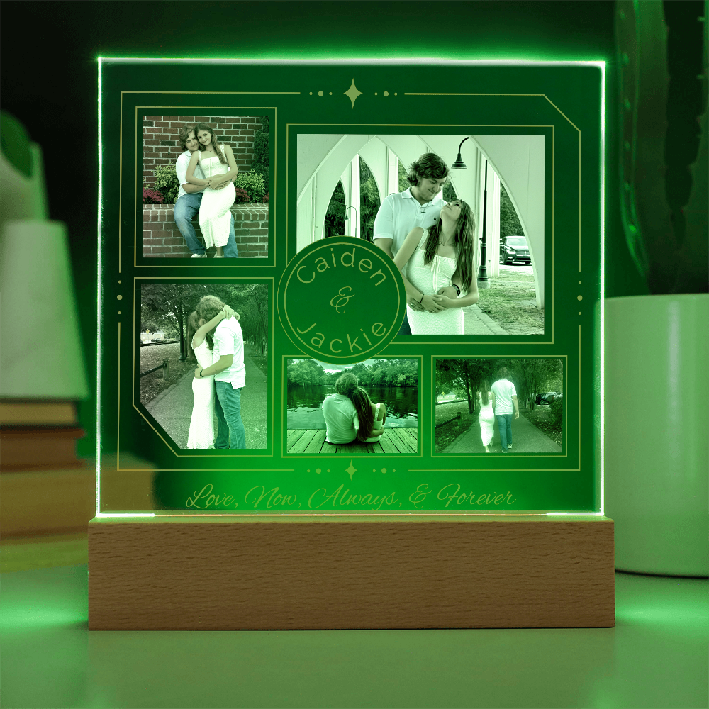 Personalized Couple Photo Plaque, Custom 5-Photo LED Light