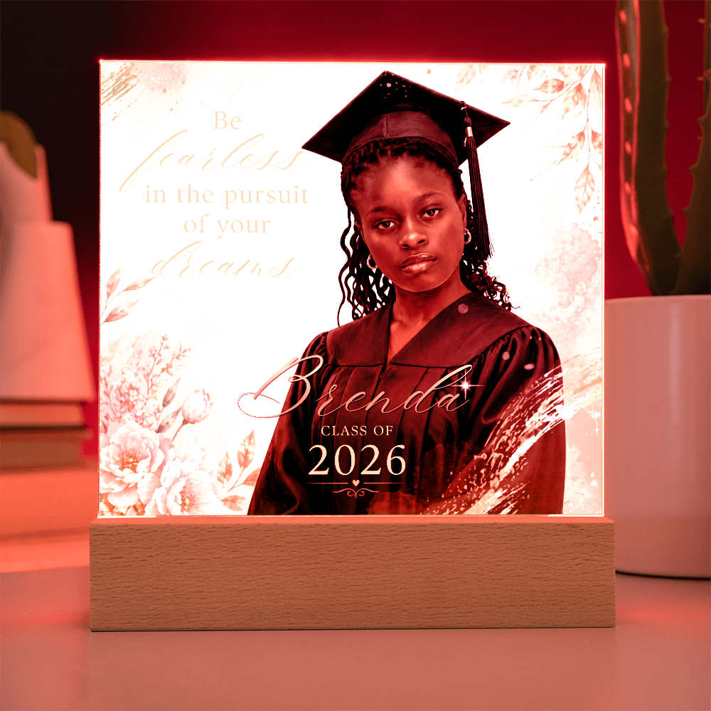 Personalized Floral Graduation LED Plaque for Her, Custom Class of 2026 Photo Keepsake
