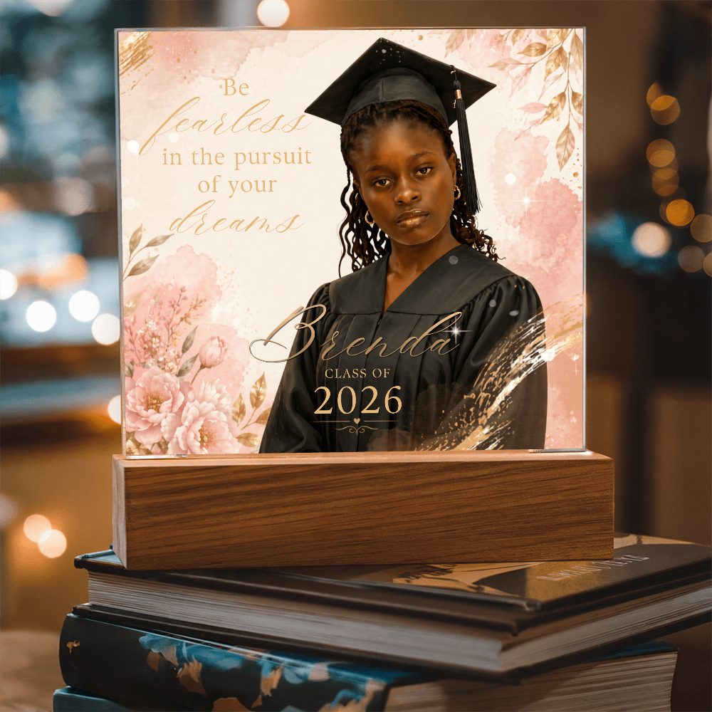 Personalized Floral Graduation LED Plaque for Her, Custom Class of 2026 Photo Keepsake