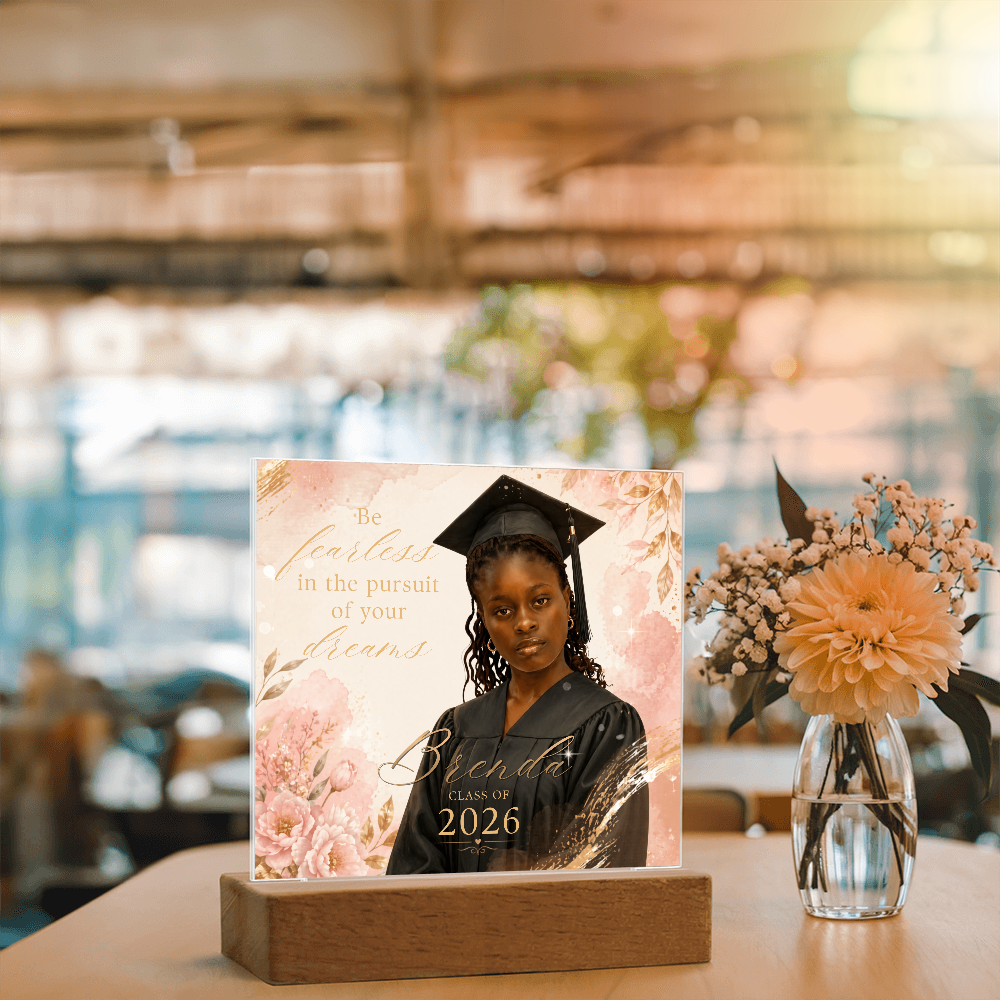 Personalized Floral Graduation LED Plaque for Her, Custom Class of 2026 Photo Keepsake