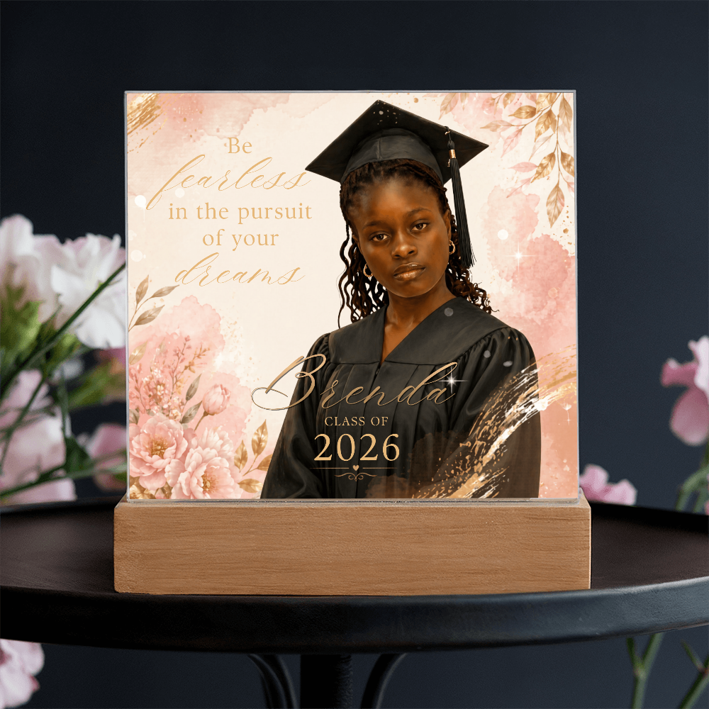 Personalized Floral Graduation LED Plaque for Her, Custom Class of 2026 Photo Keepsake