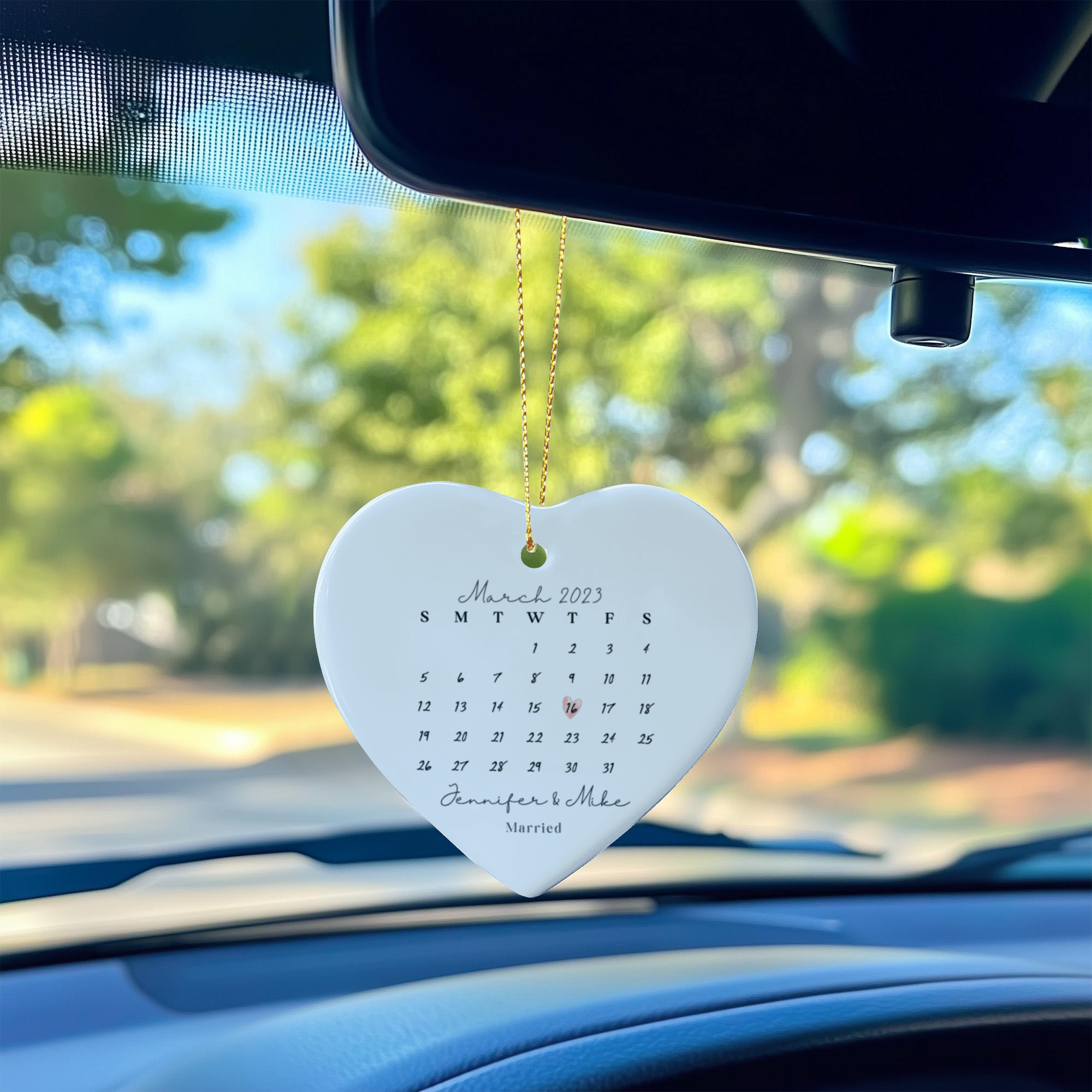 Personalized Wedding Date Ornament, Custom Calendar Heart Ornament, First Christmas Married Gift, Anniversary Keepsake Ornament