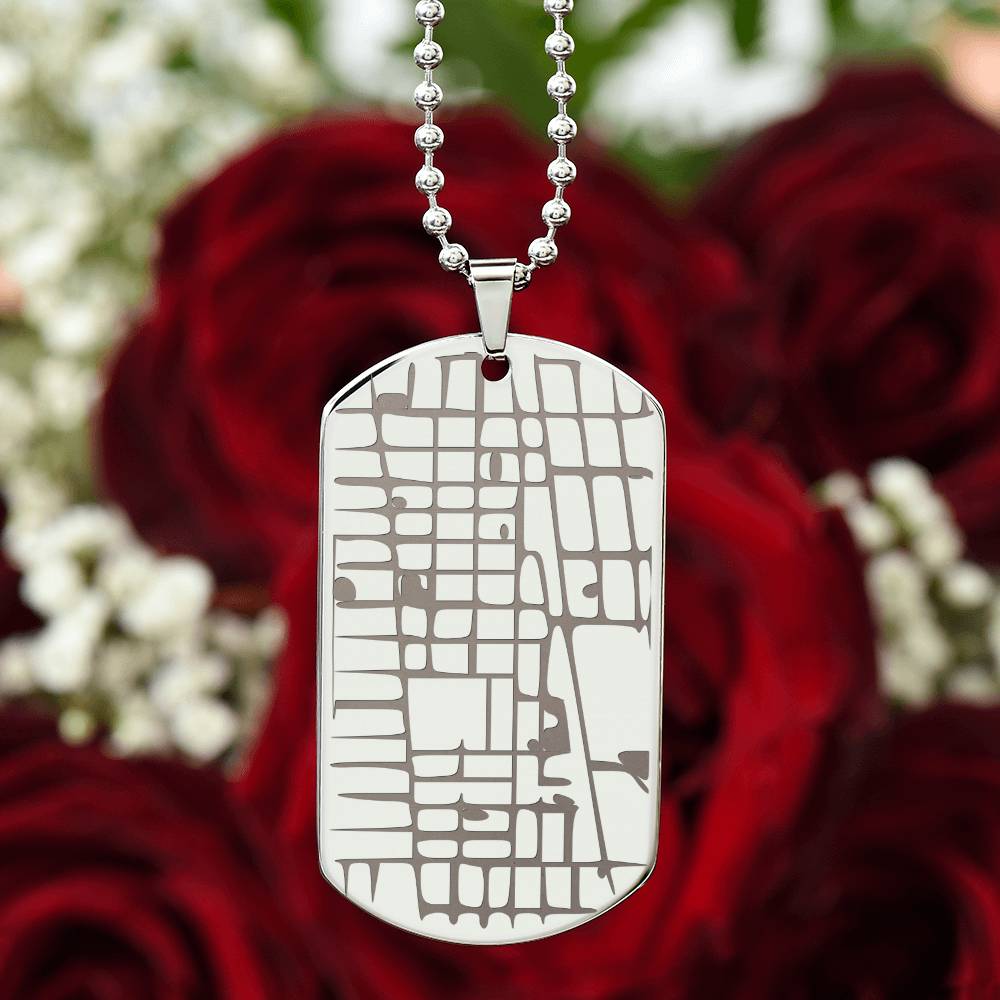Where We Met Dog Tag Necklace • Custom Street Map • Personalized Location Keepsake