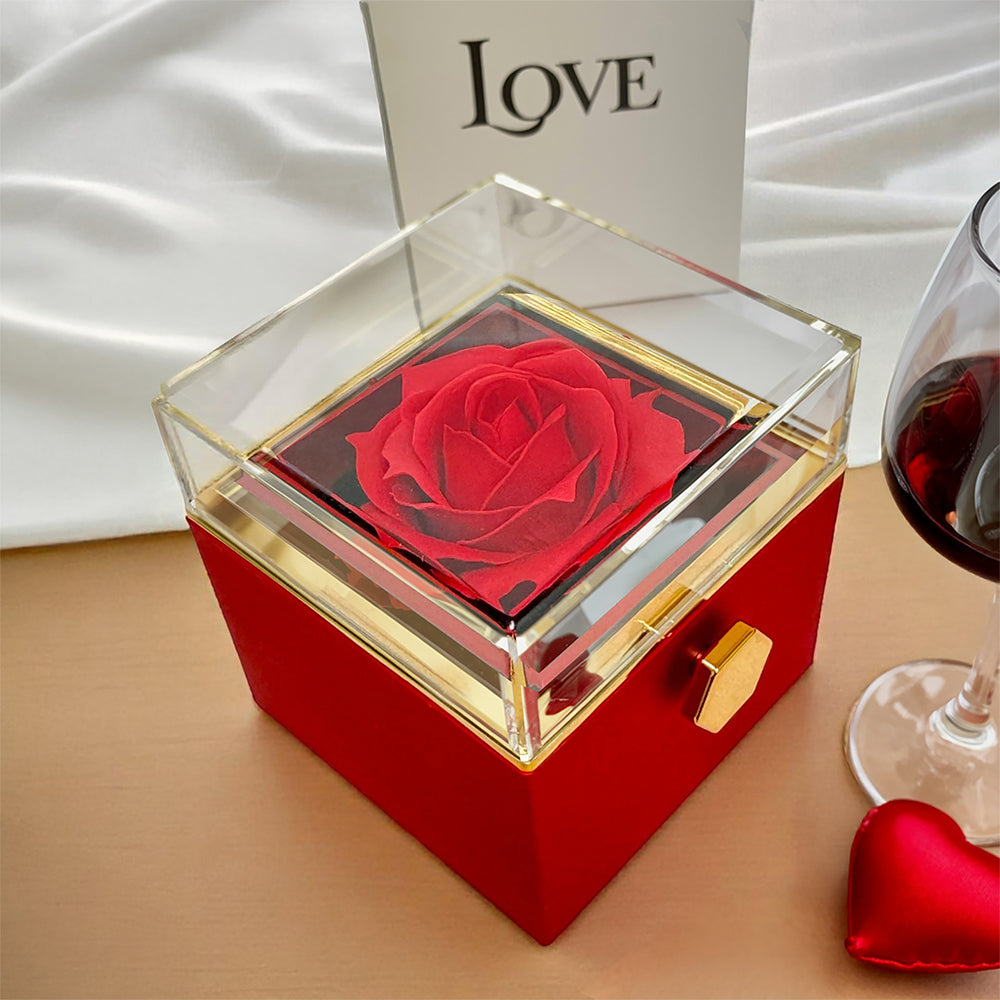 Personalized Love Knot Necklace in Rotating Rose Gift Box, Custom Message Card, Gift for Wife, Girlfriend or Fiancée