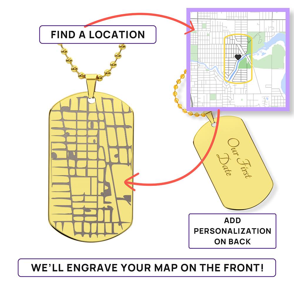 Where We Met Dog Tag Necklace • Custom Street Map • Personalized Location Keepsake