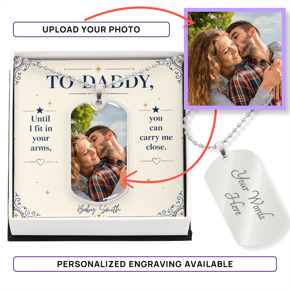 Personalized Ultrasound Necklace for Daddy, Custom Sonogram Dog Tag Necklace, Dad to Be Gift, Pregnancy Announcement Gift
