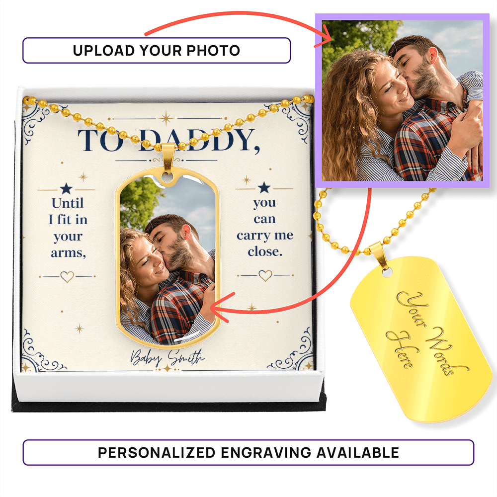 Personalized Ultrasound Necklace for Daddy, Custom Sonogram Dog Tag Necklace, Dad to Be Gift, Pregnancy Announcement Gift