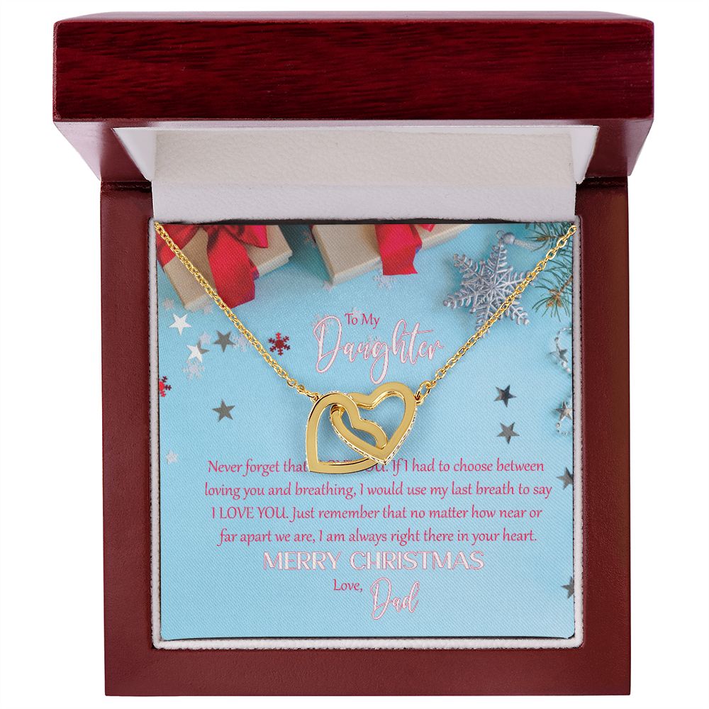 To My Daughter: I Love You - Merry Christmas! - Interlocking Hearts Necklace