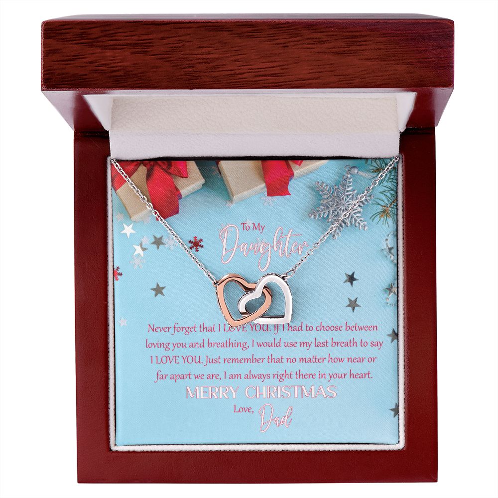 To My Daughter: I Love You - Merry Christmas! - Interlocking Hearts Necklace