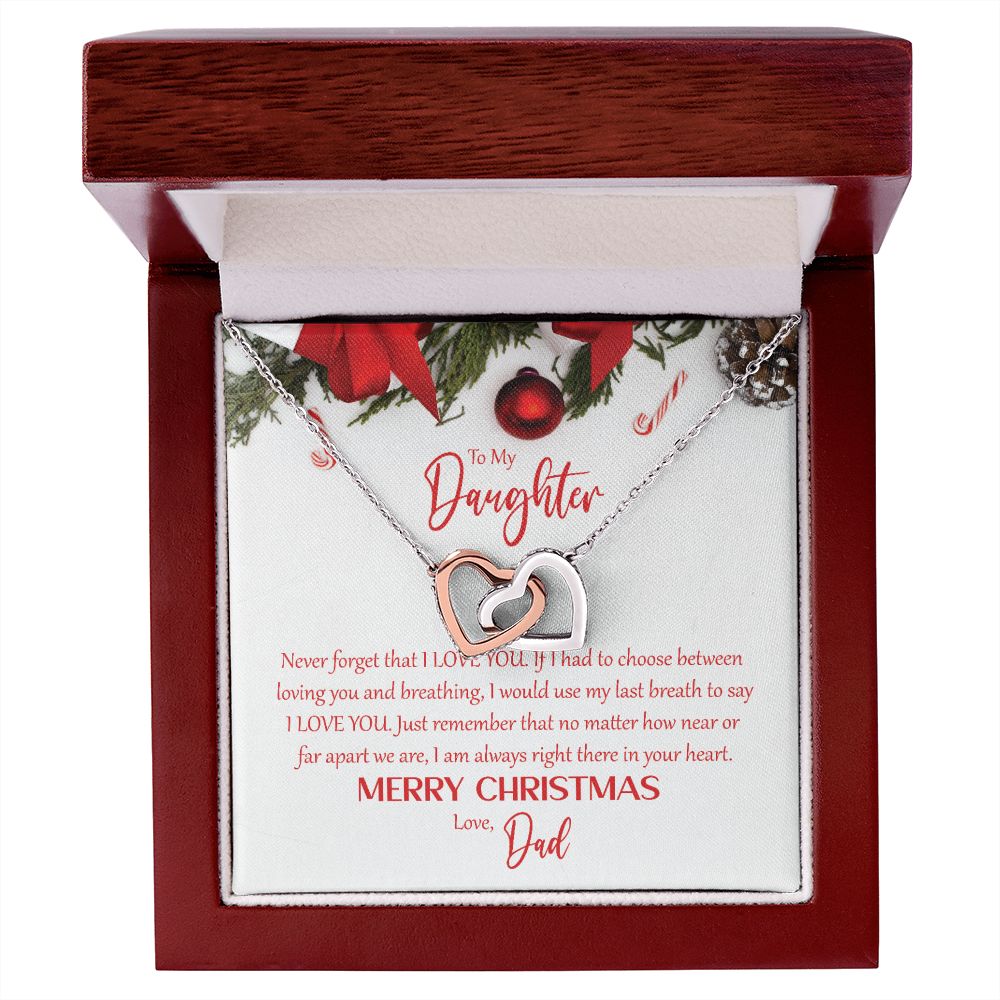 To My Daughter: I Love You - Merry Christmas! - Interlocking Hearts Necklace